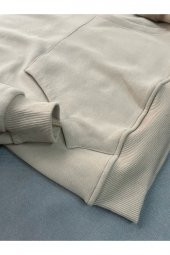 Youth Baskılı Bej Erkek Kapüşonlu 3 iplik Şardonlu Ribanalı Kanguru Cepli Sweatshirt Hoodie - 5