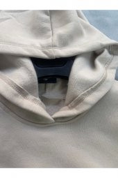 Youth Baskılı Bej Erkek Kapüşonlu 3 iplik Şardonlu Ribanalı Kanguru Cepli Sweatshirt Hoodie - 8