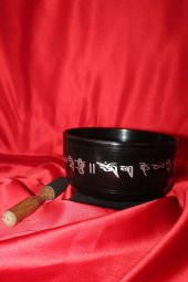 Siyah Meditasyon Çanı Yoga Çanı Tibet Çanağı 17cm thumbnail 4