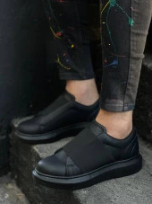 KB-040 Siyah Cilt Siyah Yüksek Taban Bağcıklı Günlük Erkek Ayakkabı thumbnail 3