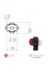 Mini Takoz Tek Ledli Kırmızı-Beyaz 12v-24v - 3