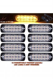 Off Road Led Lamba Turuncu Çakarlı 16 Fonksiyonlu 12 Led 4 X 11 Cm 8 Adet - - 1