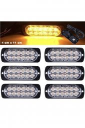 Off Road Led Lamba Turuncu Çakarlı 16 Fonksiyonlu 12 Led 4 X 11 Cm 6 Adet -  Uyumlu - 1