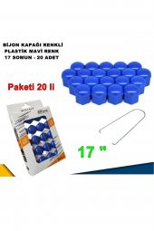 Renkli Bijon Kapağı Plastik Mavi Renk Altıgen 17 Mm Bijon Uyumlu 20 Adet - - 1