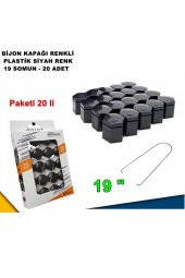 Renkli Bijon Kapağı Plastik Siyah Renk Altıgen 19 Mm Bijon Uyumlu 20 Adet - - 1