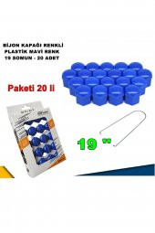 Renkli Bijon Kapağı Plastik Mavi Renk Altıgen 19 Mm Bijon Uyumlu 20 Adet - - 1
