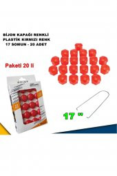 Renkli Bijon Kapağı Plastik Kırmızı Renk Altıgen 17 Mm Bijon Uyumlu 20 Adet - - 1