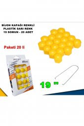 Renkli Bijon Kapağı Plastik Sarı Renk Altıgen 19 Mm Bijon Uyumlu 20 Adet - - 1