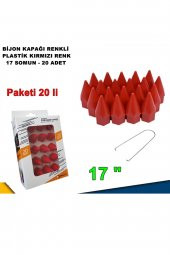 Sivri Mermi Tip Bijon Kapağı Plastik Kırmızı Renk 17 Mm Bijon Uyumlu 20 Adet - - 1