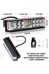 Off Road Power Led Lamba Metal Kasa Beyaz Sabit - Mavi Kırmızı Animasyon 3,5 X 15 Cm 1 Adet - - 1
