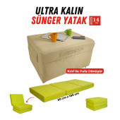 Ultra Kalın Katlanır Sünger Yatak, Yer Yatağı, Katlanır Yer Minderi, Misafir Yatağı 80x180x14Yeşil - 1