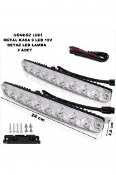Gündüz Ledi Beyaz 9 Led Siyah Metal Kasa Beyaz Işık Gündüz Ledi 9 Ledli 12v 2 Adet - - 1
