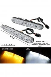 Gündüz Ledi 6 Led Metal Kasa Turuncu Ve Beyaz Led Işık Gündüz Ledi 2 Fonksiyonlu 12v 2 Adet - - 1