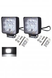Led Kare Off Road Sis Farı Sis Lambası Çalışma Lambası Projektör 9 Ledli 2 Adet - 1