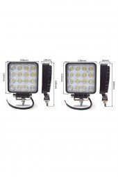 Led Kare Off Road Sis Farı Sis Lambası Çalışma Lambası Projektör 16 Ledli 2 Adet - 1