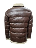 Zagmen Z01037 Erkek Yakası Kürklü Fermuarlı Deri Ceket - 9