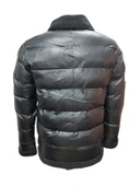 Zagmen Z01037 Erkek Yakası Kürklü Fermuarlı Deri Ceket - 6