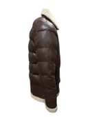 Zagmen Z01037 Erkek Yakası Kürklü Fermuarlı Deri Ceket - 8