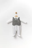 Babyhola Yelekli Kravatlı Erkek Bebek Patikli Tulum 13852 - 5