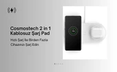 Cosmostech 2 in 1 Kablosuz Şarj Cihaz ve Standı, Wireless Charger Kablosuz Şarj Özelliği Olan Tüm Cihazlar ile Uyumlu - 2