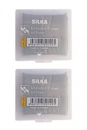Hamur Silgi Gri Kutulu 2 Paket Silka Hamur Silgi Çizim Silgisi Yoğrulabilir Silgi Plastik Kutulu - 1