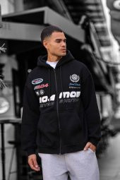 TREND BLUES MOTOSPORT FERMUARLI OVERSİZE KALIN SWEATSHİRT HIRKA - 1