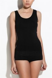 Siyah Seamless Dantelli Geniş Askılı Atlet - 1