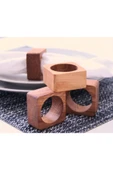 Nord 6'lı Kare Ahşap Peçete Halkaları, Servis Sunumu Için Peçete Yüzüğü 4 Cm 4 Cm thumbnail 2