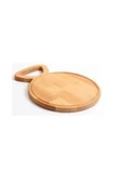 Elegan Karemiye Pizza Ahşap Sunum Tabağı Ahşap Servis Tabağı Bambu Tabak - 2