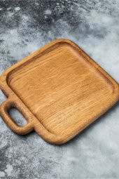 Doğal 1. Sınıf Kare Saplı Servis Tabağı 25x25 cm - 1
