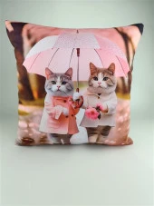 Mrs.Gugar Kedi Desenli Kırlent Kılıfı -99 - 1