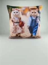 Mrs.Gugar Kedi Desenli Kırlent Kılıfı -98 - 1