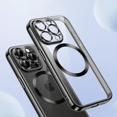 iPhone 15 Pro Max Kılıf Magsafe Özellikli Metal Lazer Silikon Kapak - 9