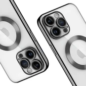 iPhone 15 Pro Max Kılıf Magsafe Özellikli Metal Lazer Silikon Kapak - 3