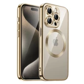 iPhone 15 Pro Max Kılıf Magsafe Özellikli Metal Lazer Silikon Kapak - 7