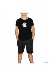 Apple Logo 3d Siyah Çocuk Tişört 5-6 Yaş - 1
