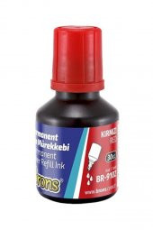 Kırmızı Kesik Uçlu Markör Permanent Kalem 3 Adet Hı-Text Marker Mürekkep Kırmızı 30 Ml 1 Adet Brons Koli Kalemi - 2