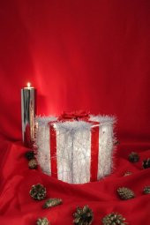 Yılbaşı Ağacı Noel Led Işıklı Hediye Kutusu Paketi Yılbaşı Gümüş - 5