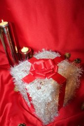 Yılbaşı Ağacı Noel Led Işıklı Hediye Kutusu Paketi Yılbaşı Gümüş - 11