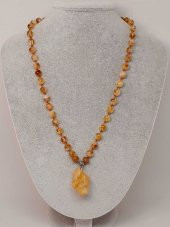 Sitrin Taşlı Düğümlü Unisex Kolye 8mm thumbnail 1