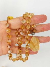 Sitrin Taşlı Düğümlü Unisex Kolye 8mm thumbnail 6