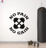Oturma Odası, Ofis, Dükkan Duvar Sticker Cümle Spor Salonu Alıntı Ağrı Yok Kazanç Yok Demir Spor Çıkartmaları - 1
