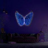 Veraart Kişiselleştirilebilir Işıklı Pleksi Cam Tablo Lucia Mavi Melek Kanadı 90 cm - 7