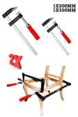 GermanyStyl Ölçüler Premium Kalite 350,200mm F Tipi Ahşap Çelik MobilyaMengene Kıskaç İşkence 2 Set - 5