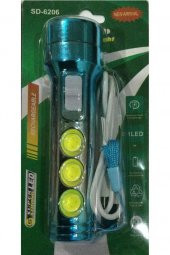 Ultra Güçlü Usb Şarjlı Mavi El Feneri Kamp Feneri Avcılık Feneri - 1