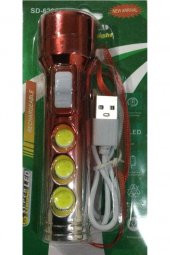 Ultra Güçlü Usb Şarjlı Kırmızı El Feneri Kamp Feneri Avcılık Feneri - 1