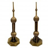 Vintage Metal Shanghai Oriental Pearl Tv Tower Biblo Antik Bronz 18 cm - 4