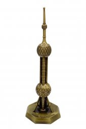Vintage Metal Shanghai Oriental Pearl Tv Tower Biblo Antik Bronz 18 cm - 7
