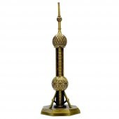 Vintage Metal Shanghai Oriental Pearl Tv Tower Biblo Antik Bronz 14 cm thumbnail 1
