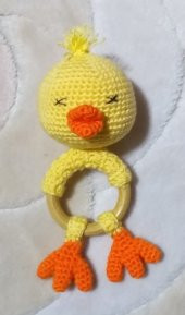 Civciv Diş Kaşıyıcı Çıngırak Amigurumi Organik Oyuncak - 1